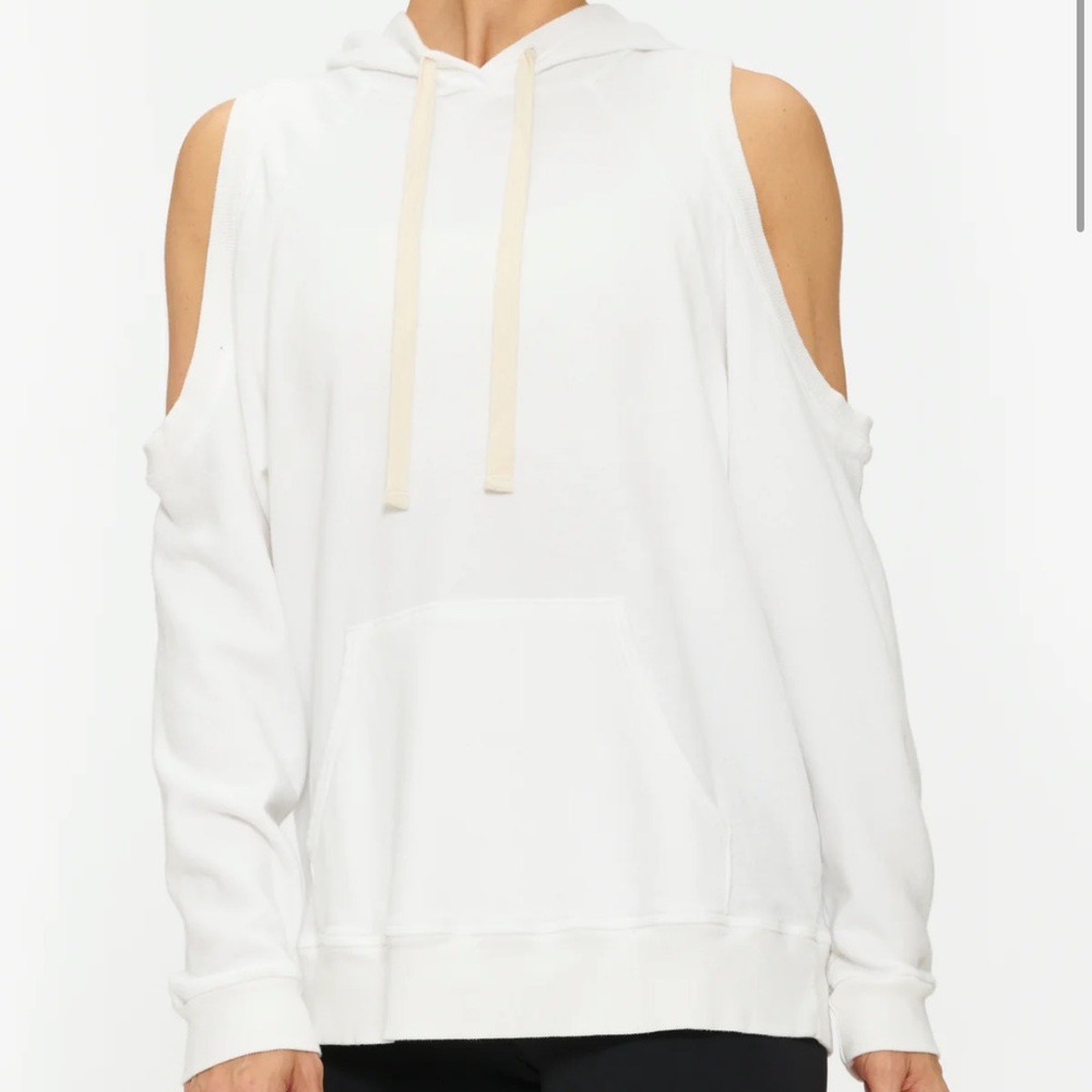 Electric & Rose Ocean Park Open Shoulder Hoodie in Cloud Size XS NWT